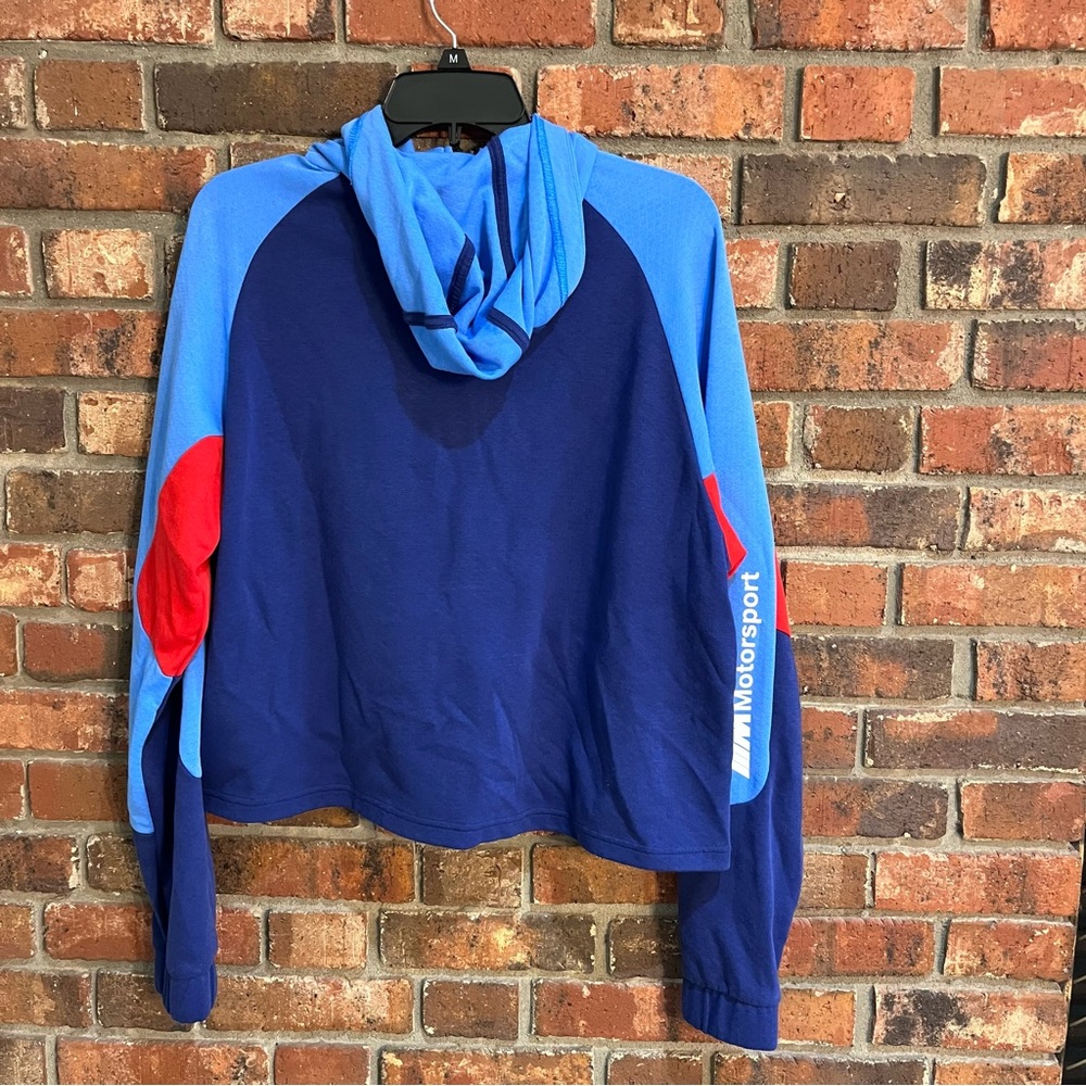 Puma + BMW Motorsports womens full zip cropped colorblock jacket blue/red XL - Picture 5 of 8